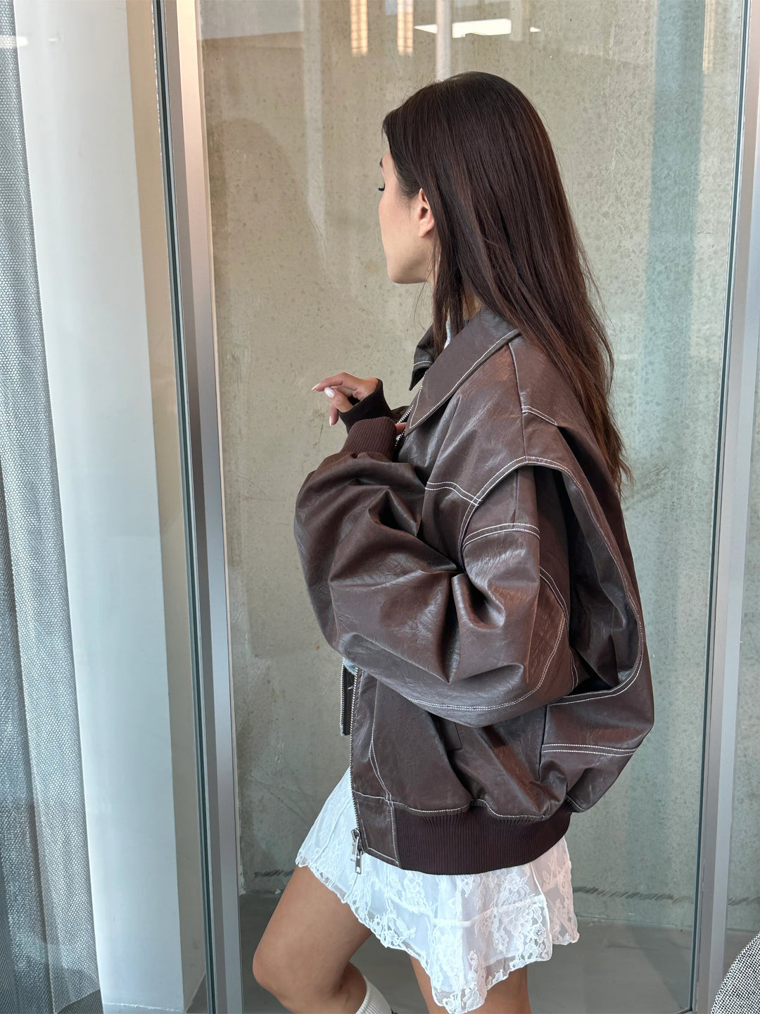 Leilah Bio-Leather Oversized Bomber