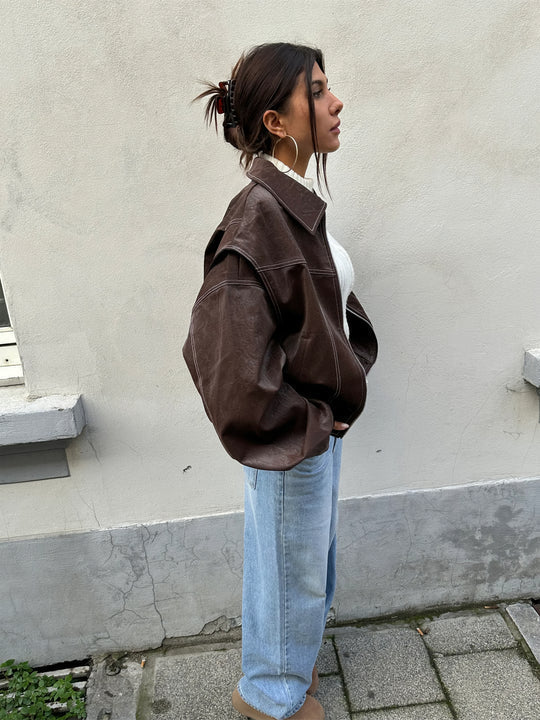 Leilah Bio-Leather Oversized Bomber