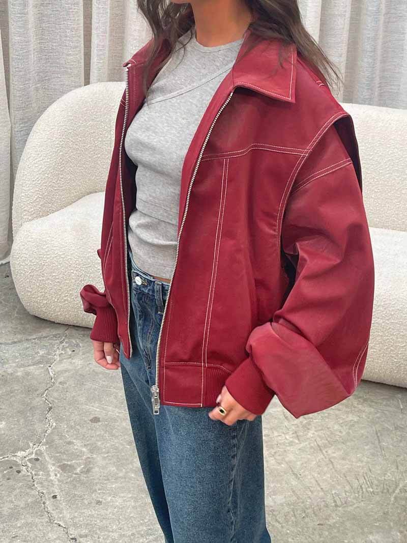 Leilah Bio-Leather Oversized Bomber