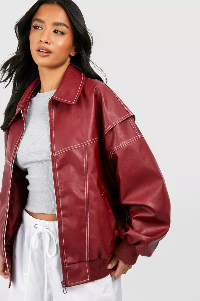 Leilah Bio-Leather Oversized Bomber